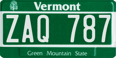 VT license plate ZAQ787