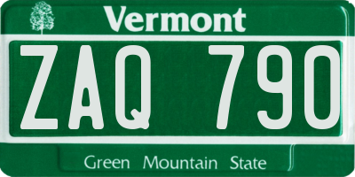 VT license plate ZAQ790