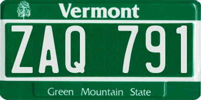 VT license plate ZAQ791