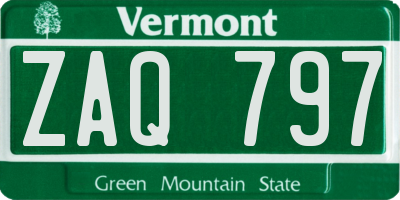 VT license plate ZAQ797