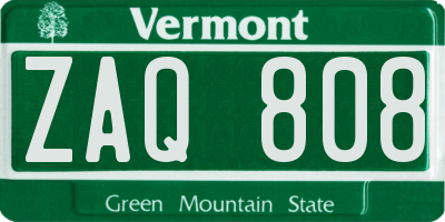 VT license plate ZAQ808