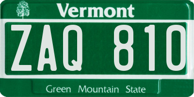 VT license plate ZAQ810