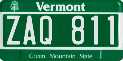VT license plate ZAQ811