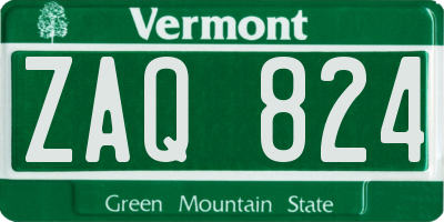 VT license plate ZAQ824