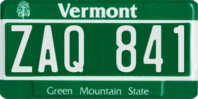 VT license plate ZAQ841
