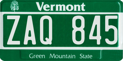 VT license plate ZAQ845