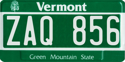VT license plate ZAQ856