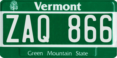 VT license plate ZAQ866