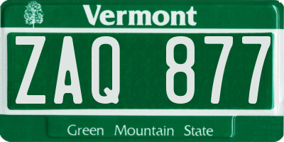 VT license plate ZAQ877