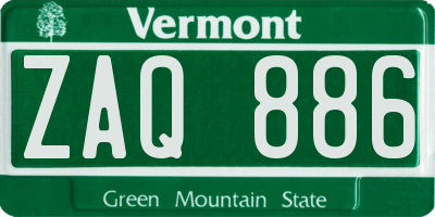 VT license plate ZAQ886