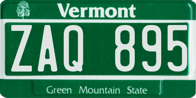 VT license plate ZAQ895