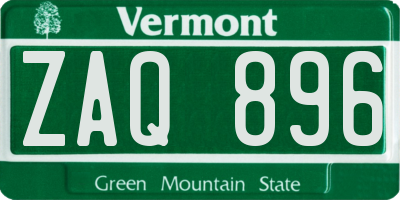 VT license plate ZAQ896