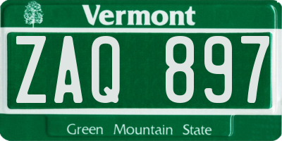 VT license plate ZAQ897