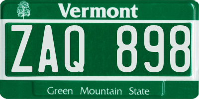 VT license plate ZAQ898