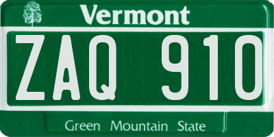 VT license plate ZAQ910
