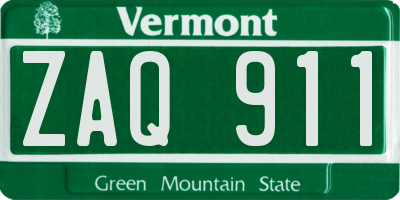 VT license plate ZAQ911
