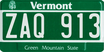 VT license plate ZAQ913