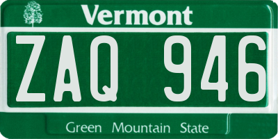 VT license plate ZAQ946