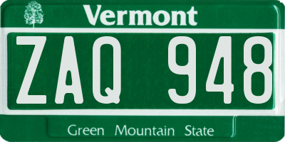 VT license plate ZAQ948