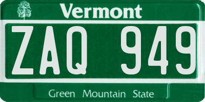 VT license plate ZAQ949