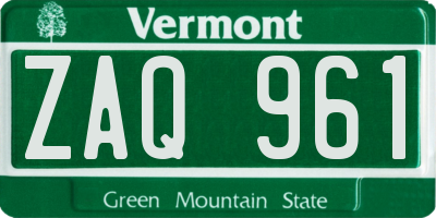 VT license plate ZAQ961