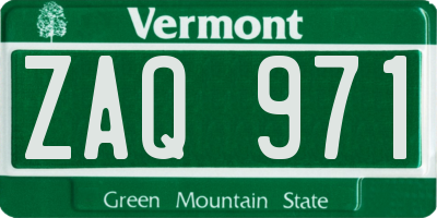 VT license plate ZAQ971