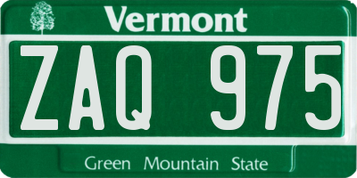 VT license plate ZAQ975