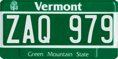 VT license plate ZAQ979