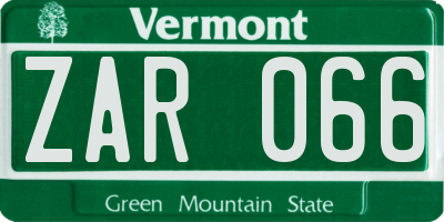 VT license plate ZAR066