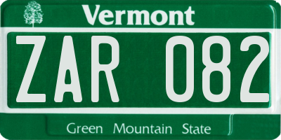 VT license plate ZAR082