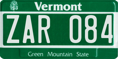 VT license plate ZAR084