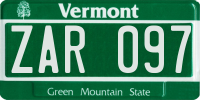 VT license plate ZAR097