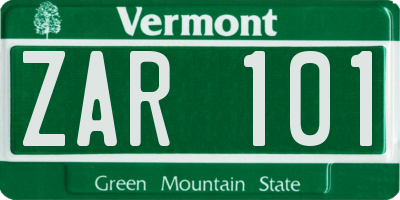 VT license plate ZAR101