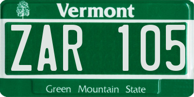 VT license plate ZAR105