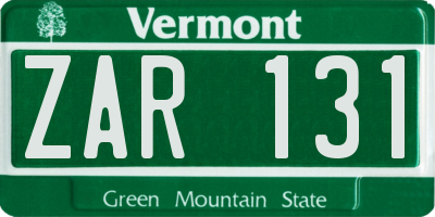 VT license plate ZAR131