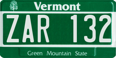VT license plate ZAR132