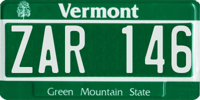 VT license plate ZAR146