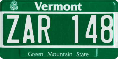 VT license plate ZAR148