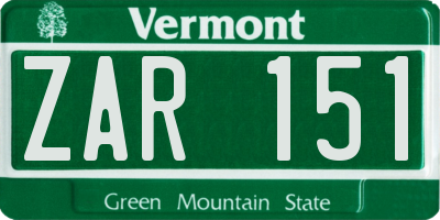 VT license plate ZAR151