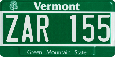 VT license plate ZAR155