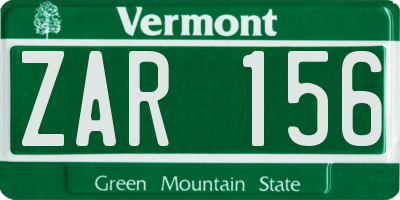 VT license plate ZAR156