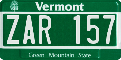 VT license plate ZAR157