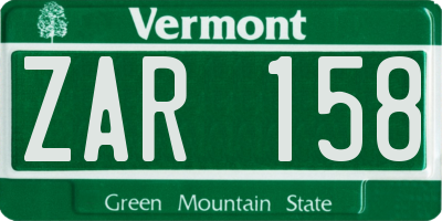 VT license plate ZAR158