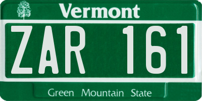 VT license plate ZAR161