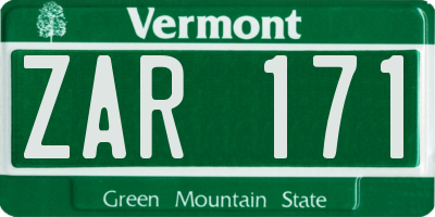 VT license plate ZAR171