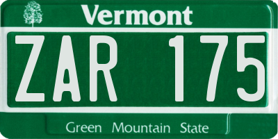VT license plate ZAR175