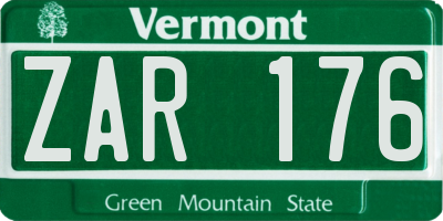 VT license plate ZAR176