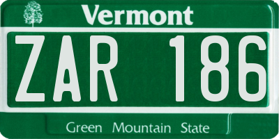 VT license plate ZAR186