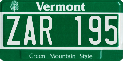 VT license plate ZAR195