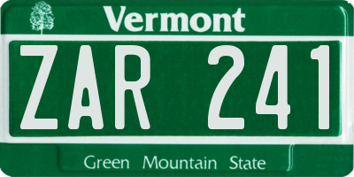 VT license plate ZAR241